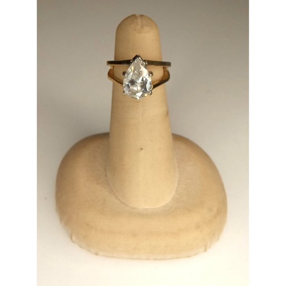 Size‎ 5.25 18K GE Single Teardrop Rhinestone Ring (2a1) - Picture 2 of 6